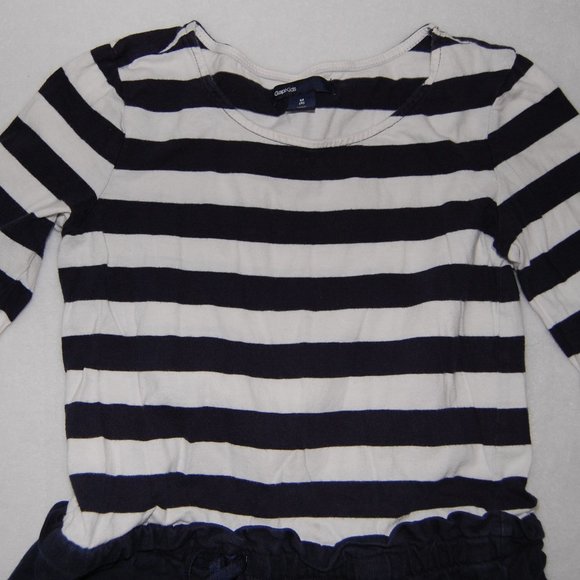 GAP Girls Size M (8) Navy-White Striped Cotton Dress, Long Sleeve - Picture 3 of 7